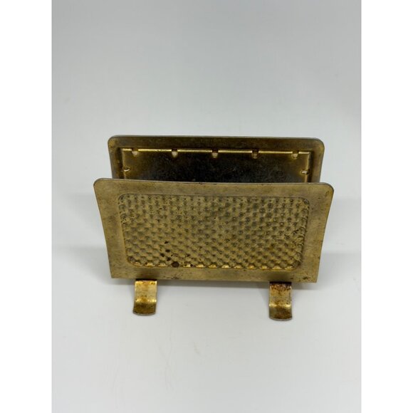 VTG Rustic Gold Metal Napkin Holder Caddy Farmhouse Kitchen Table Decor Retro - Picture 2 of 8
